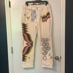 Anthropologie Pilcro Corduroy Embroidered Pants